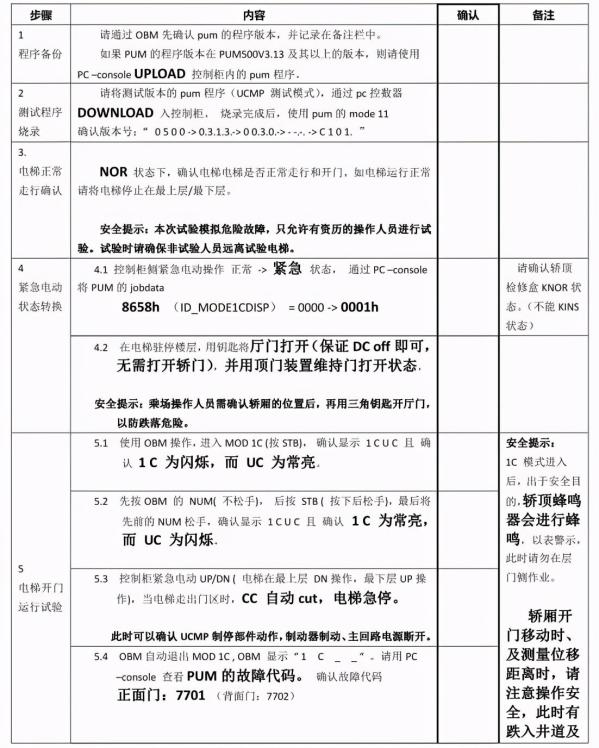 东芝电梯UCMP 现场测试说明及操作步骤