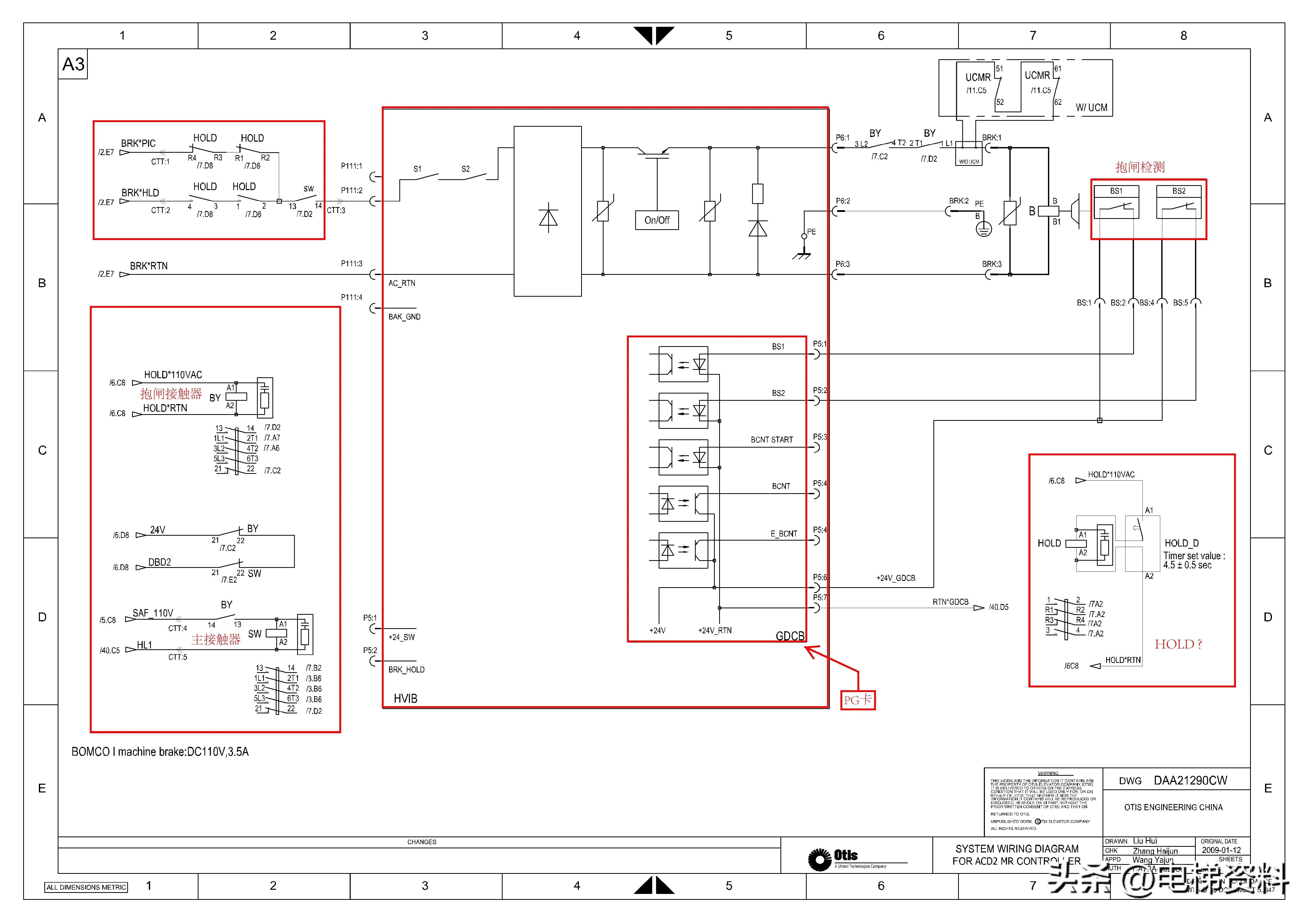 OTIS奥的斯ACD2-MR电气原理图纸DAA212190CW 注释版