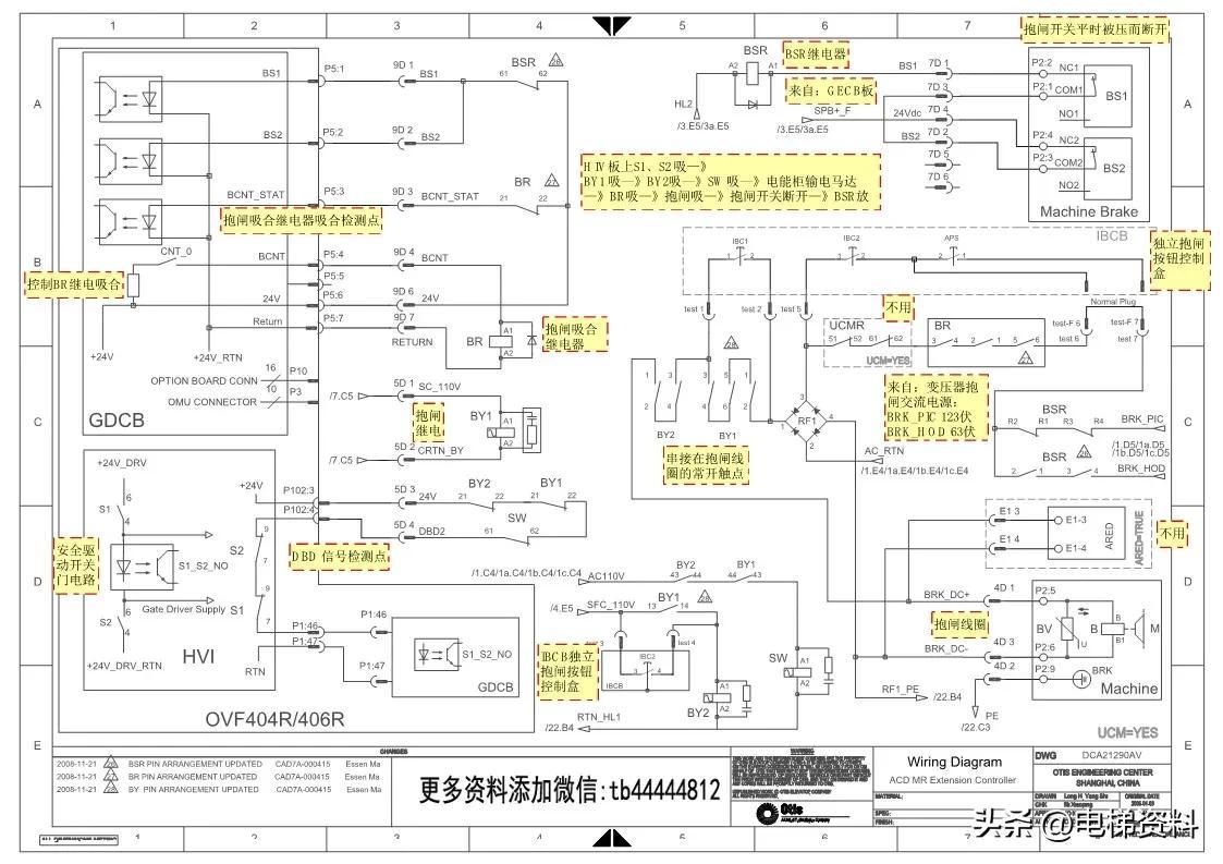 OTIS奥的斯电梯ACD-MR(SKYII)电气原理图讲义图纸注释DCA21290AV