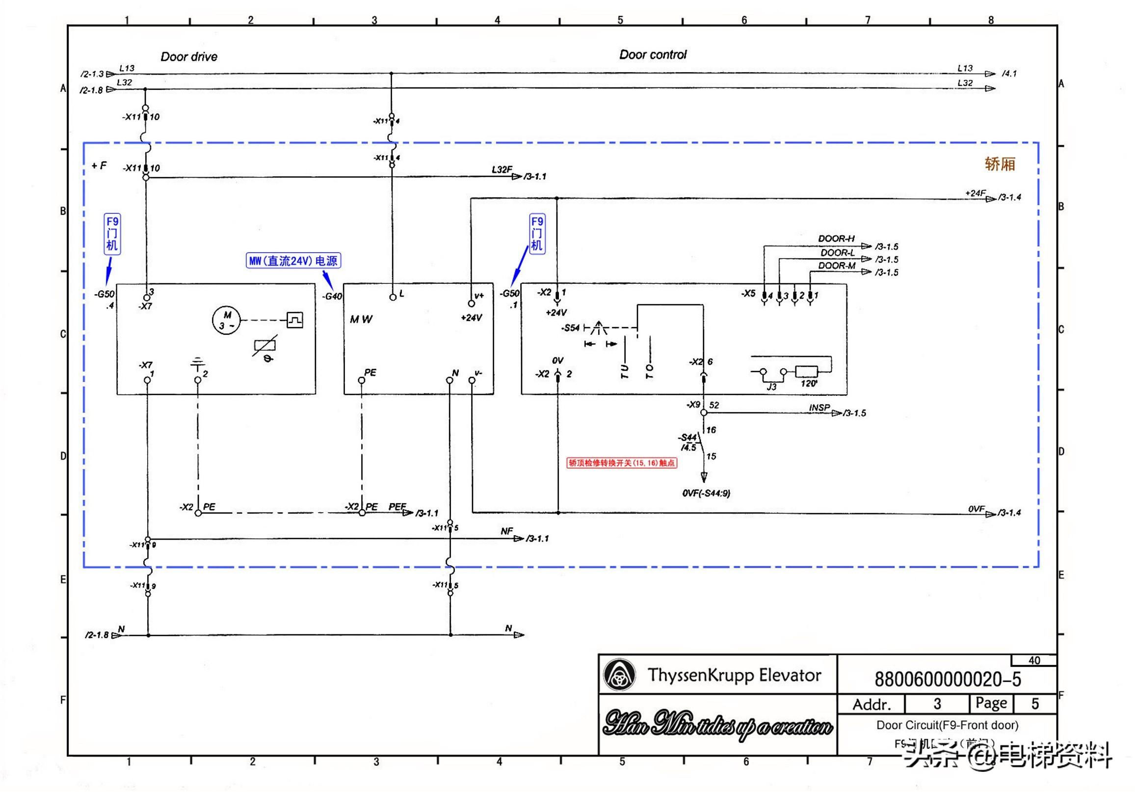蒂森电梯MC2电气原理图纸注解图纸