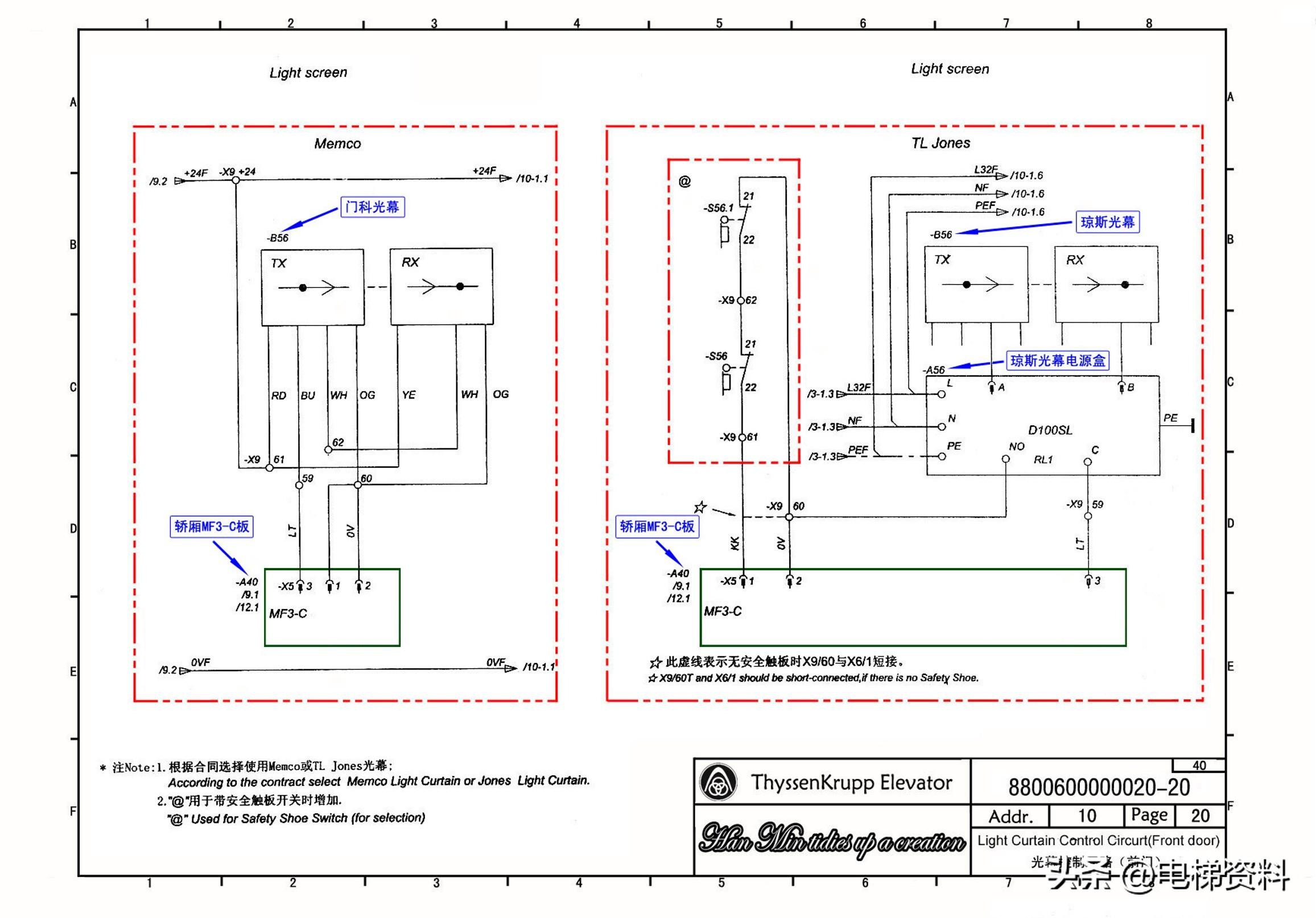 蒂森电梯MC2电气原理图纸注解图纸