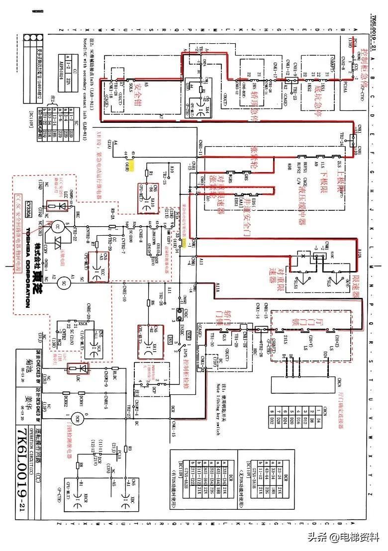 东芝电梯CV330A电气原理图纸注释版