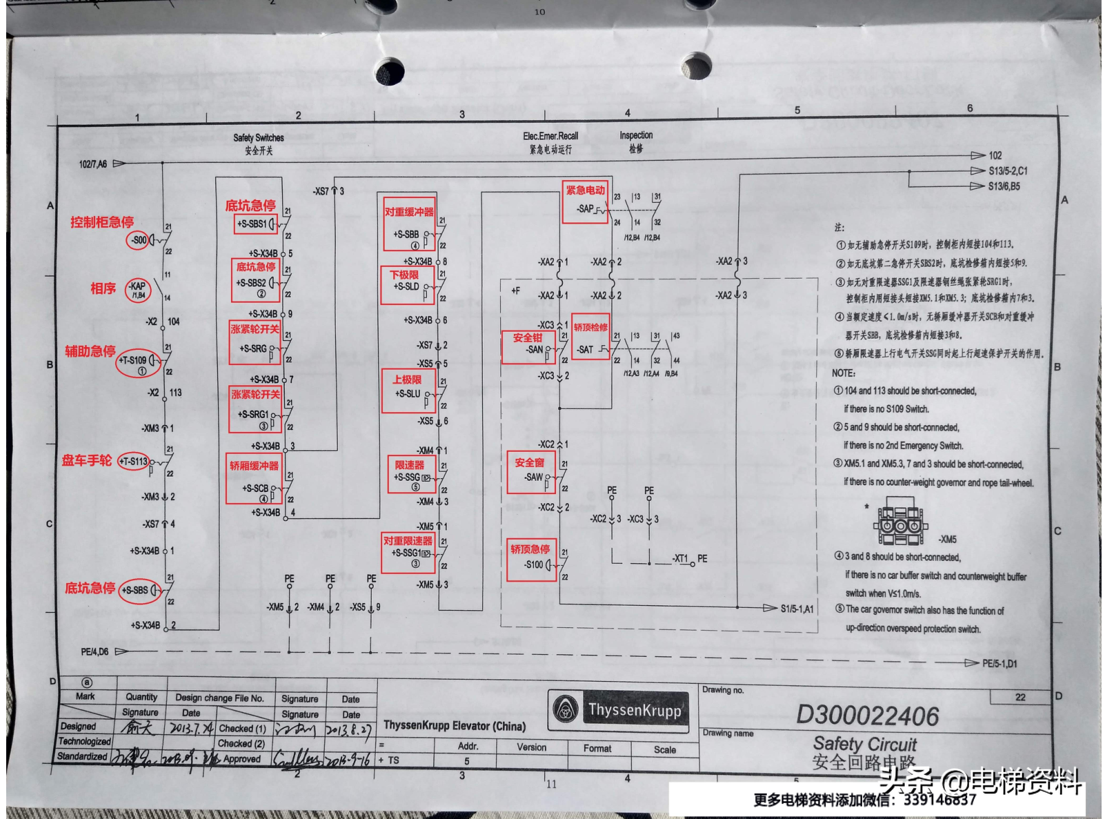 蒂森尚途RF1(TIC-8)电气原理图注释版+目录