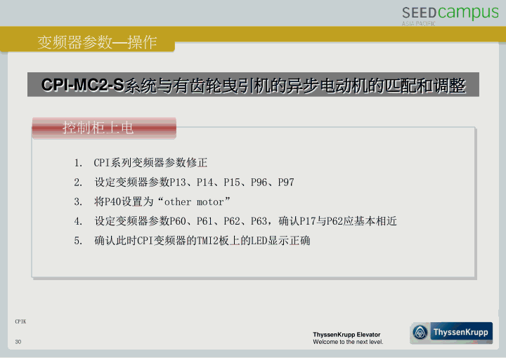 蒂森CPIK变频器培训