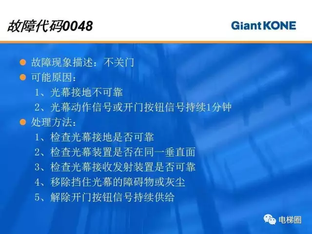 通力电梯运通系列电梯故障代码分析