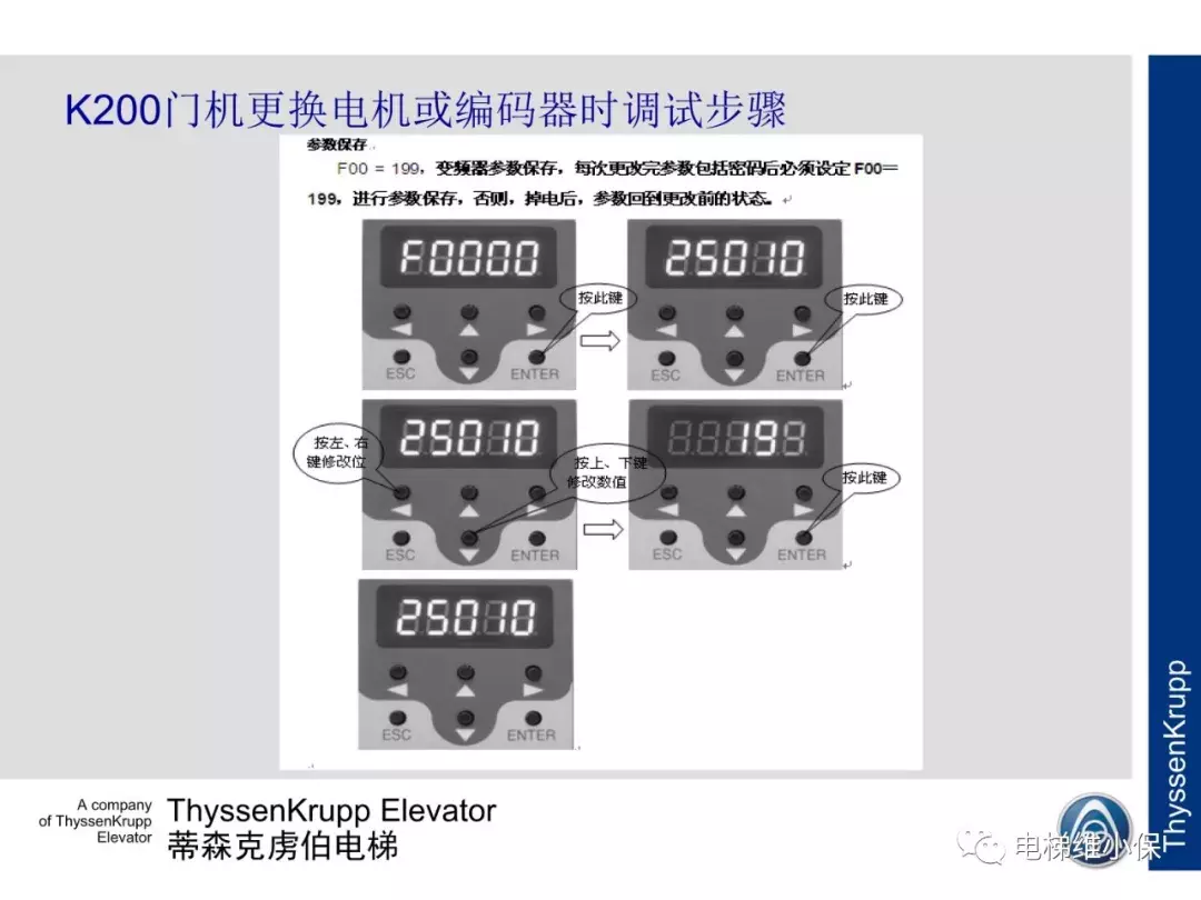 蒂森电梯K200门机电气调试