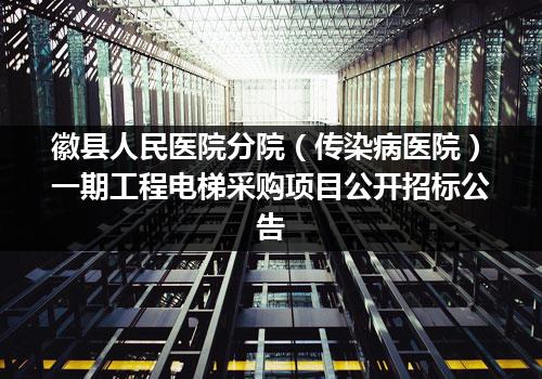 徽县人民医院分院（传染病医院）一期工程电梯采购项目公开招标公告