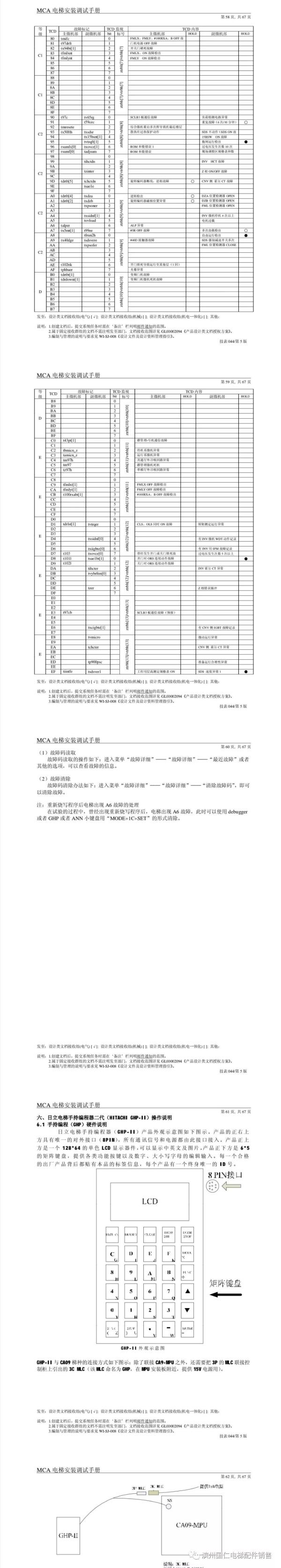 日立电梯MCA调式手册