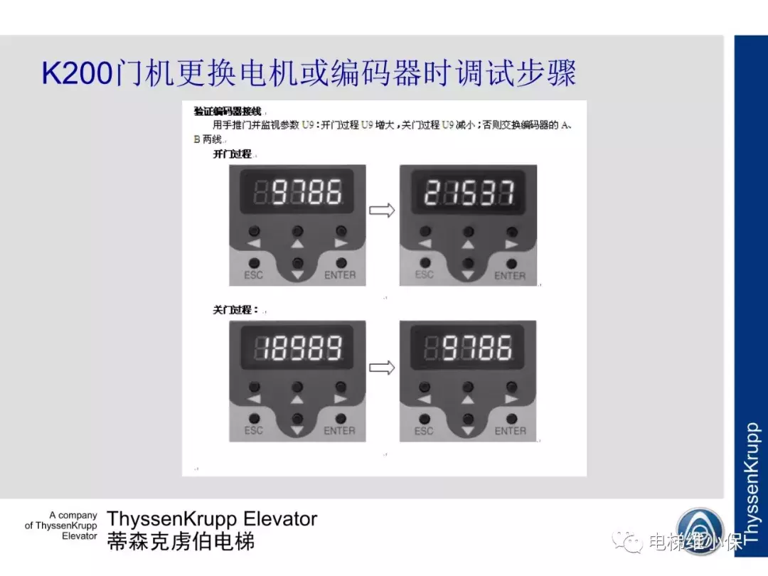 蒂森电梯K200门机电气调试