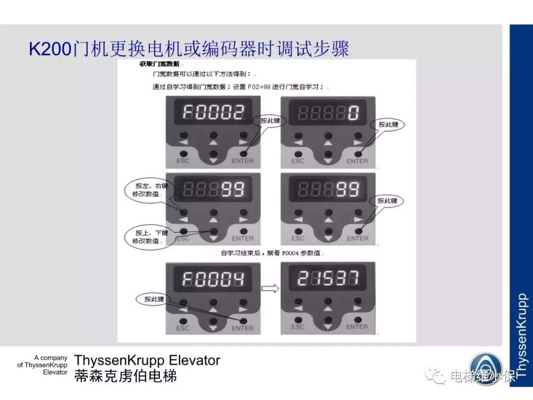 蒂森电梯K200门机电气调试