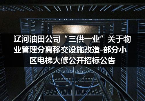 辽河油田公司“三供一业”关于物业管理分离移交设施改造-部分小区电梯大修公开招标公告