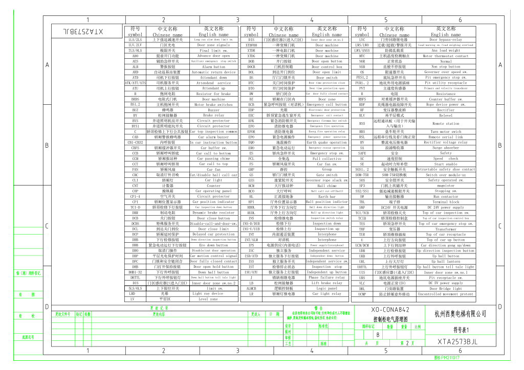 西奥XO-CONA842电梯电气原理图