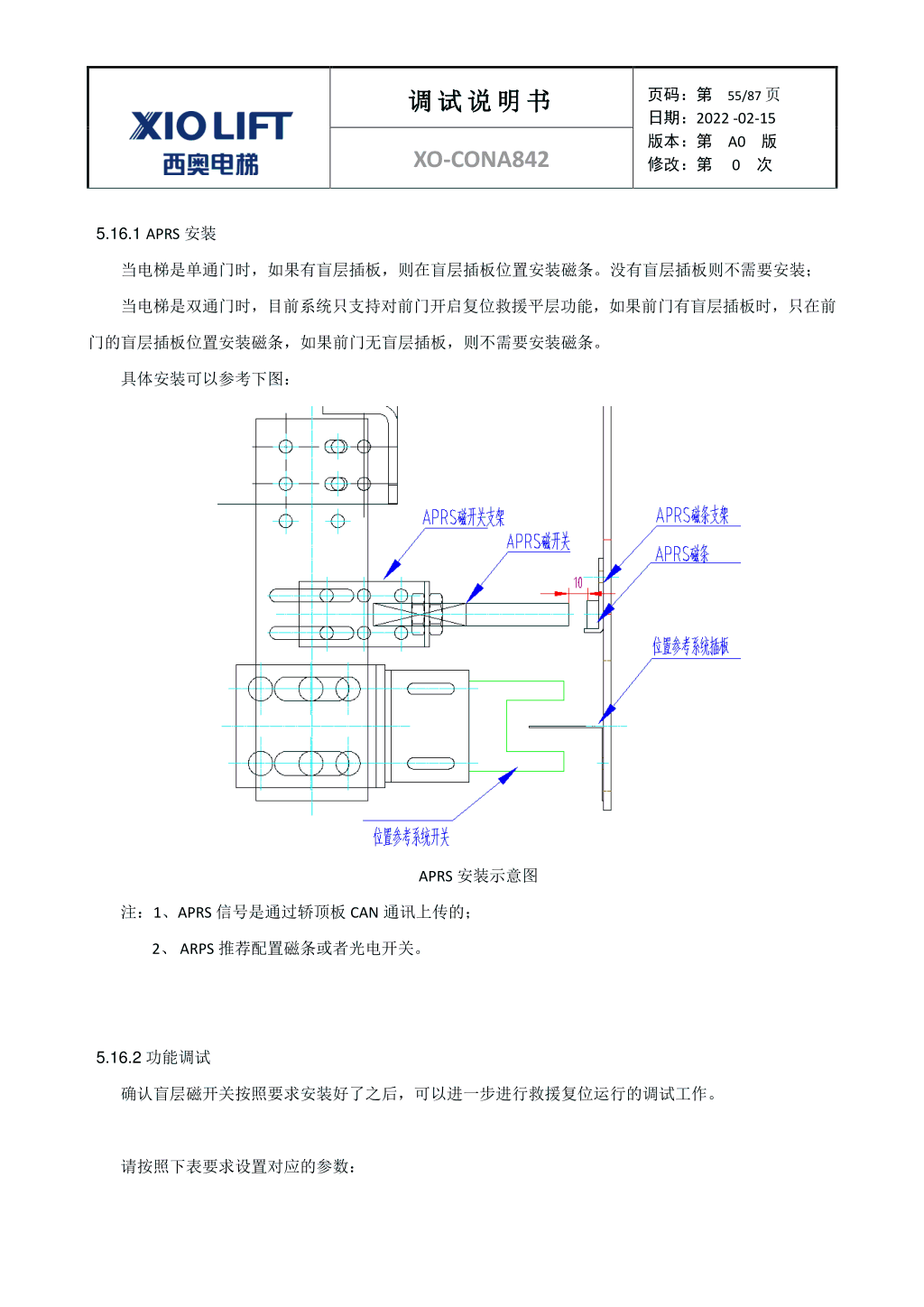 西奥XO-CONA842电梯调试资料